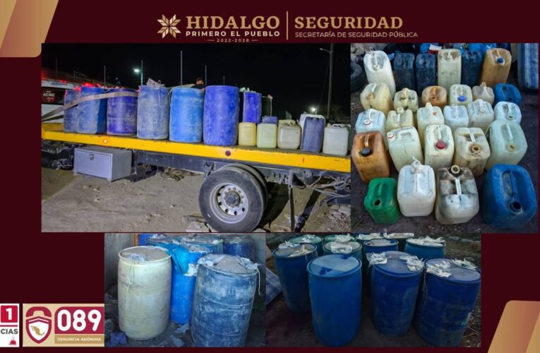 Policía del Estado desmantela “bodega huachicolera” en Tepeapulco