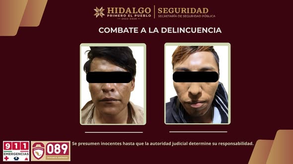SSPH frena a dos presuntos distribuidores de sustancias ilícitas en Mixquiahuala
