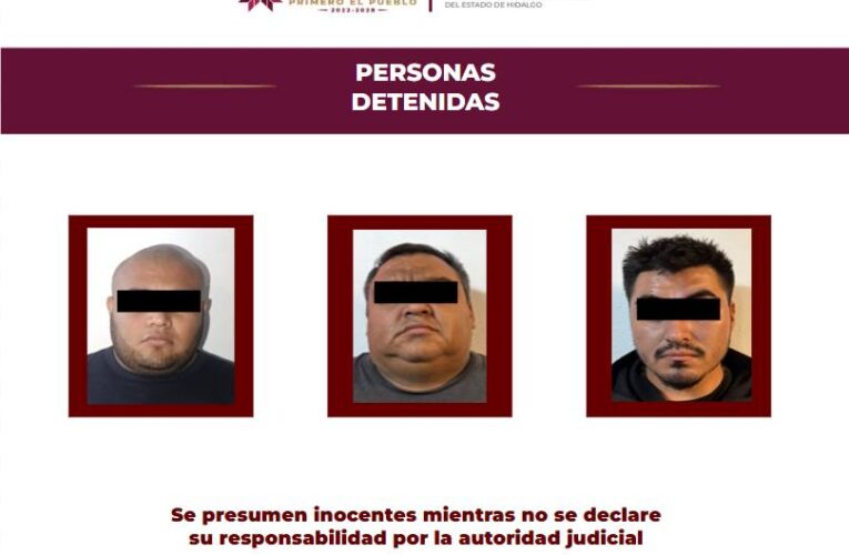 Mediante cateos en Zempoala y Mineral de la Reforma, detiene PGJEH a tres personas en posesión de armas de fuego, cartuchos útiles y estupefacientes