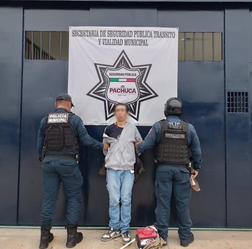 Respuesta inmediata de Seguridad Pública de Pachuca deriva en detención por robo de autopartes y posesión de presunto narcótico