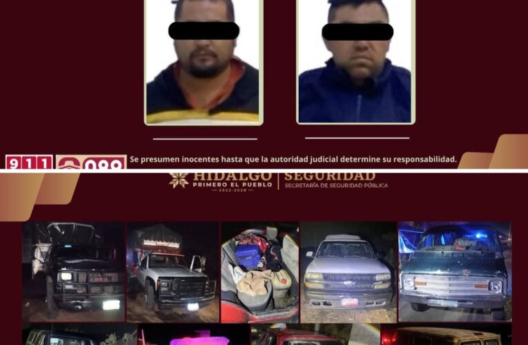 Policía Estatal asegura a dos hombres y ocho vehículos con hidrocarburo robado