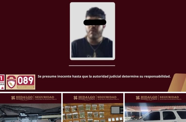 Por percance vial, cae individuo con armas y posible droga en Tepeapulco