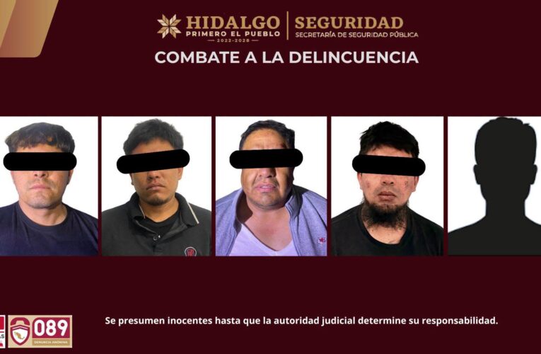 Despliega SSPH operativo en Huichapan; asegura a cinco personas y presunta droga