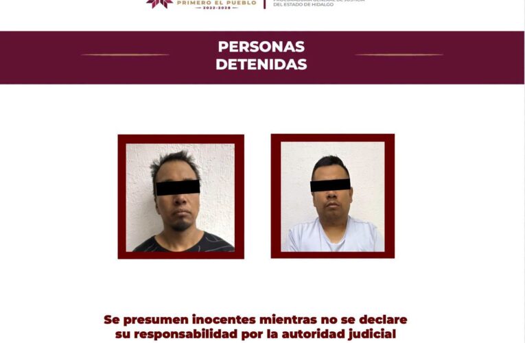 Por narcomenudeo, PGJEH detiene a dos personas, en Mineral de la Reforma